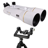 Explore Scientific BT 150mm ED Giant Binocular shown with its U-Mount head on the field tripod