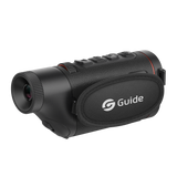 Guide TD633 thermal monocular top view showing the focus roller and mode button layout for one-handed control